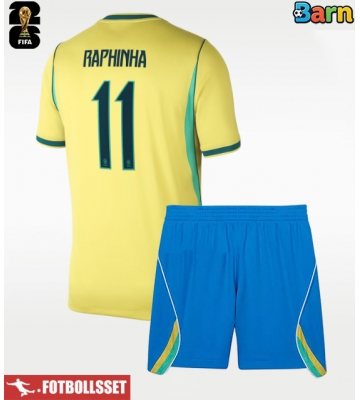 Brasilien Raphinha Belloli #11 Hemmatröja Barn VM 2026 Kortärmad (+ Korta byxor)